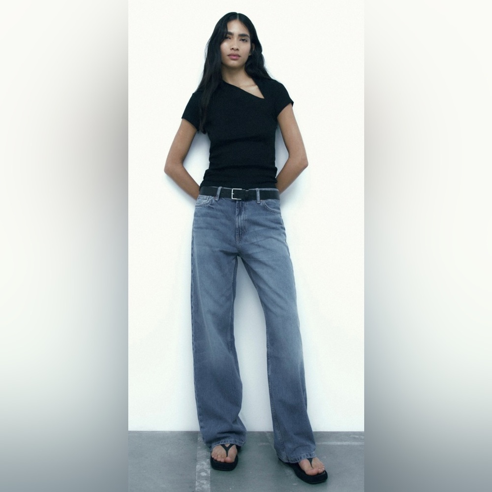 Zara Black Asymmetric Cut Out Top